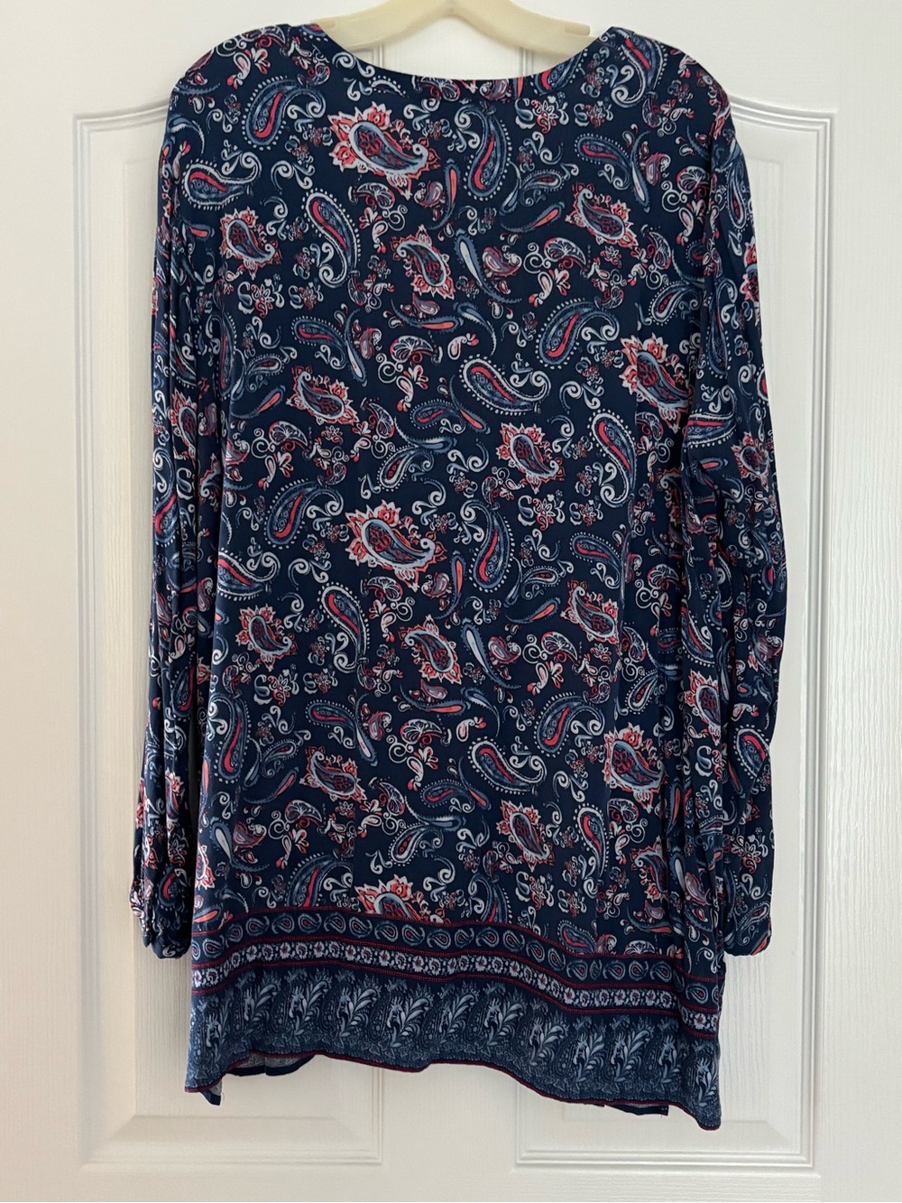 J. Jill Navy Paisley Tunic with Red and White Accents - Picture 2 of 2